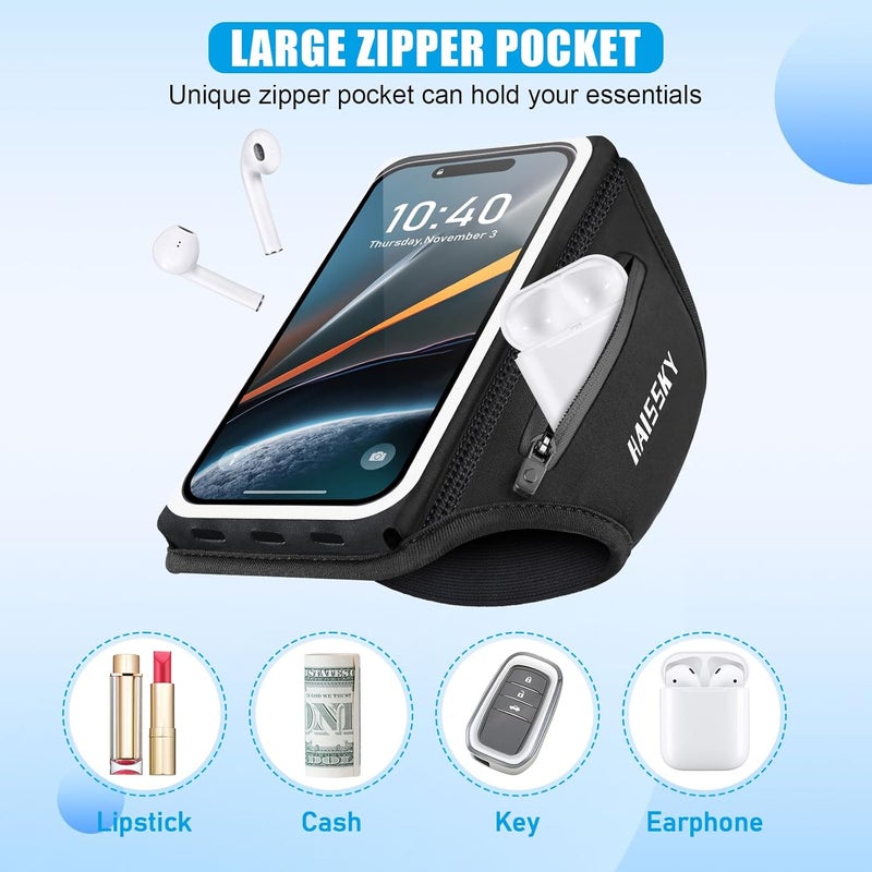 Kebrela Running Phone Armband with Earphone Holder - 3D Design Cell Phone Armband for iPhone 15/14/13 Pro/Plus & Galaxy S20/S10, Water Resistant Sports Phone Holder with Key Slot for 6.9" Device - Image 2